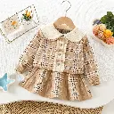 طقم بناتي مصوف بني 