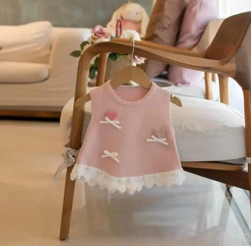 فستان اطفال لون زهري